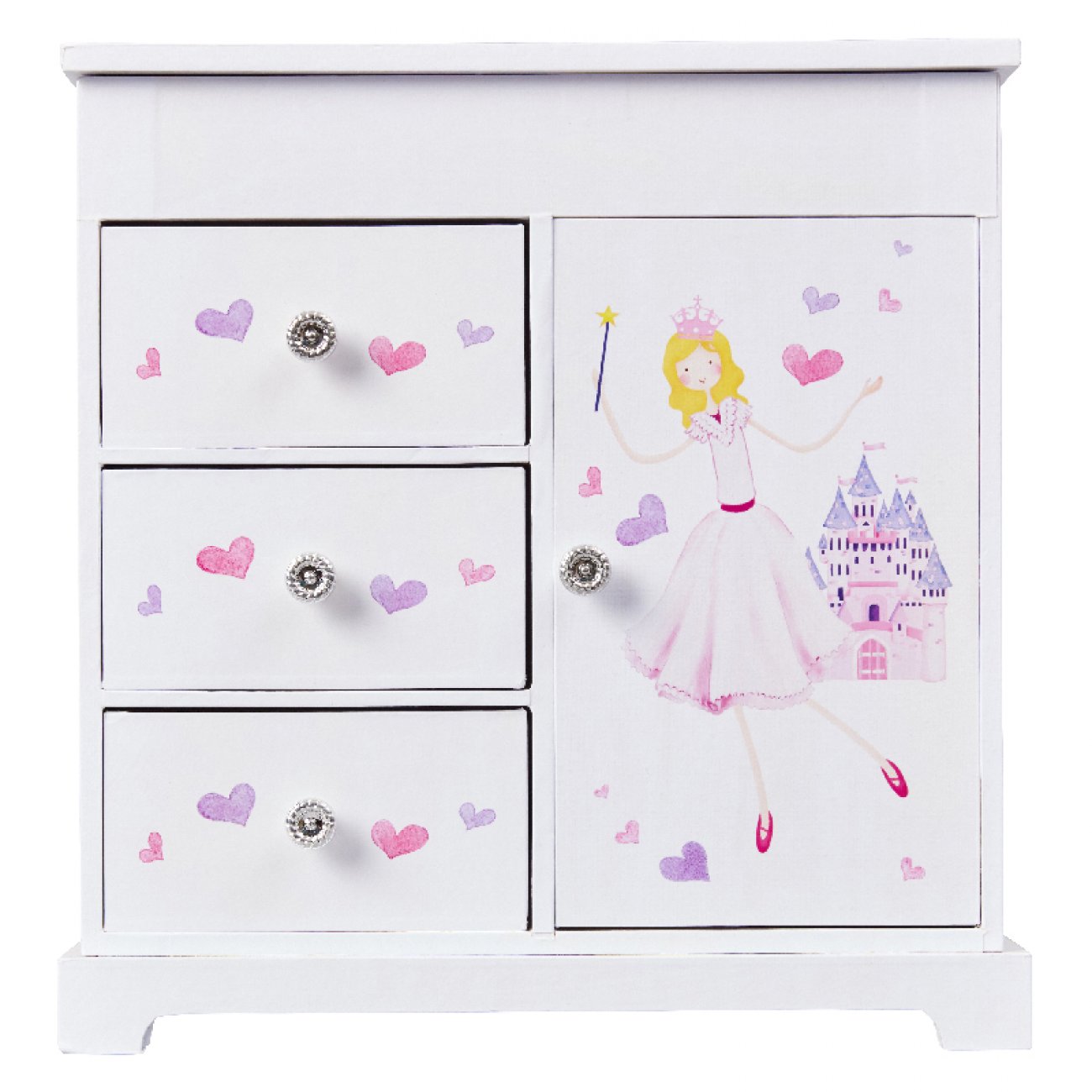 Endearing, Large Upright White Colored Castles and Fairy Princess