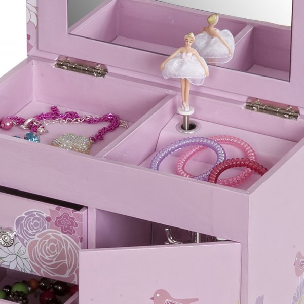 Playful, Large Upright Pink Flower and Bird Print Children’s Musical